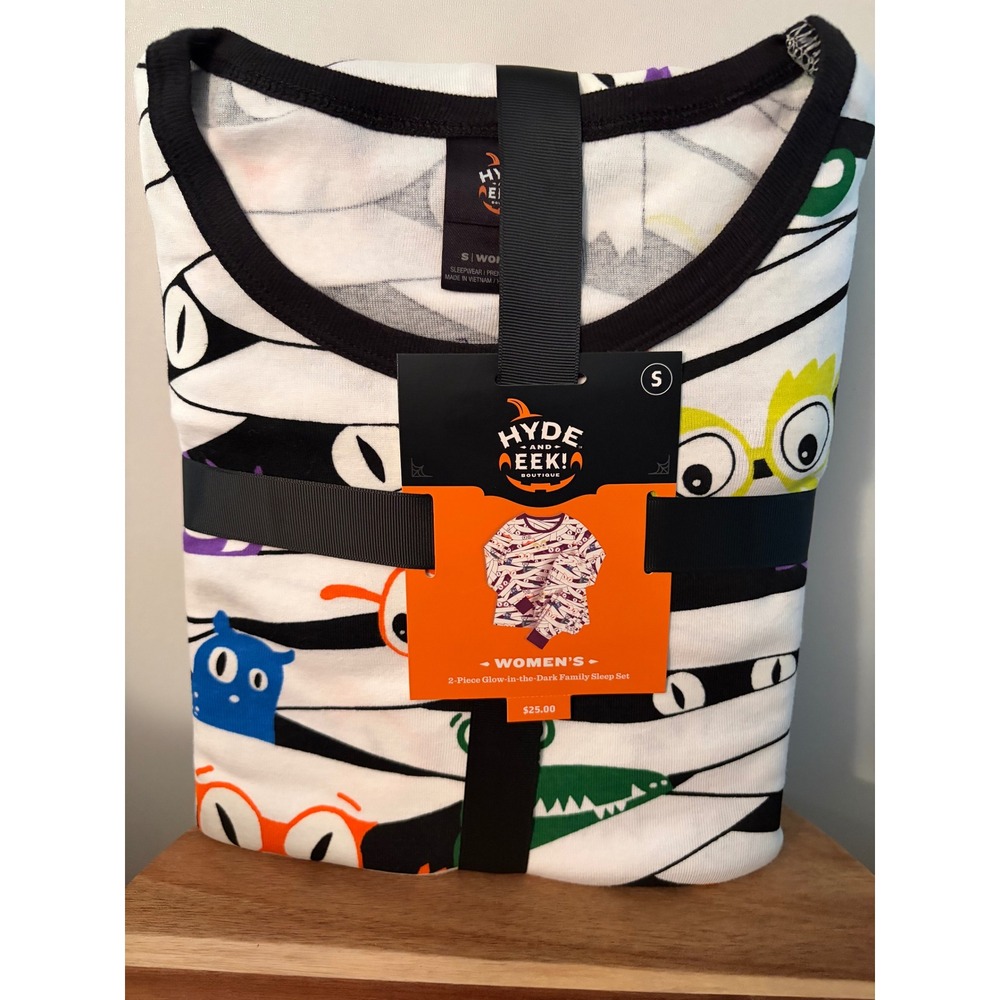 Woman's Hyde and Eek! Small 2 Piece Glow in the Dark PJ's Pajamas Halloween NEW